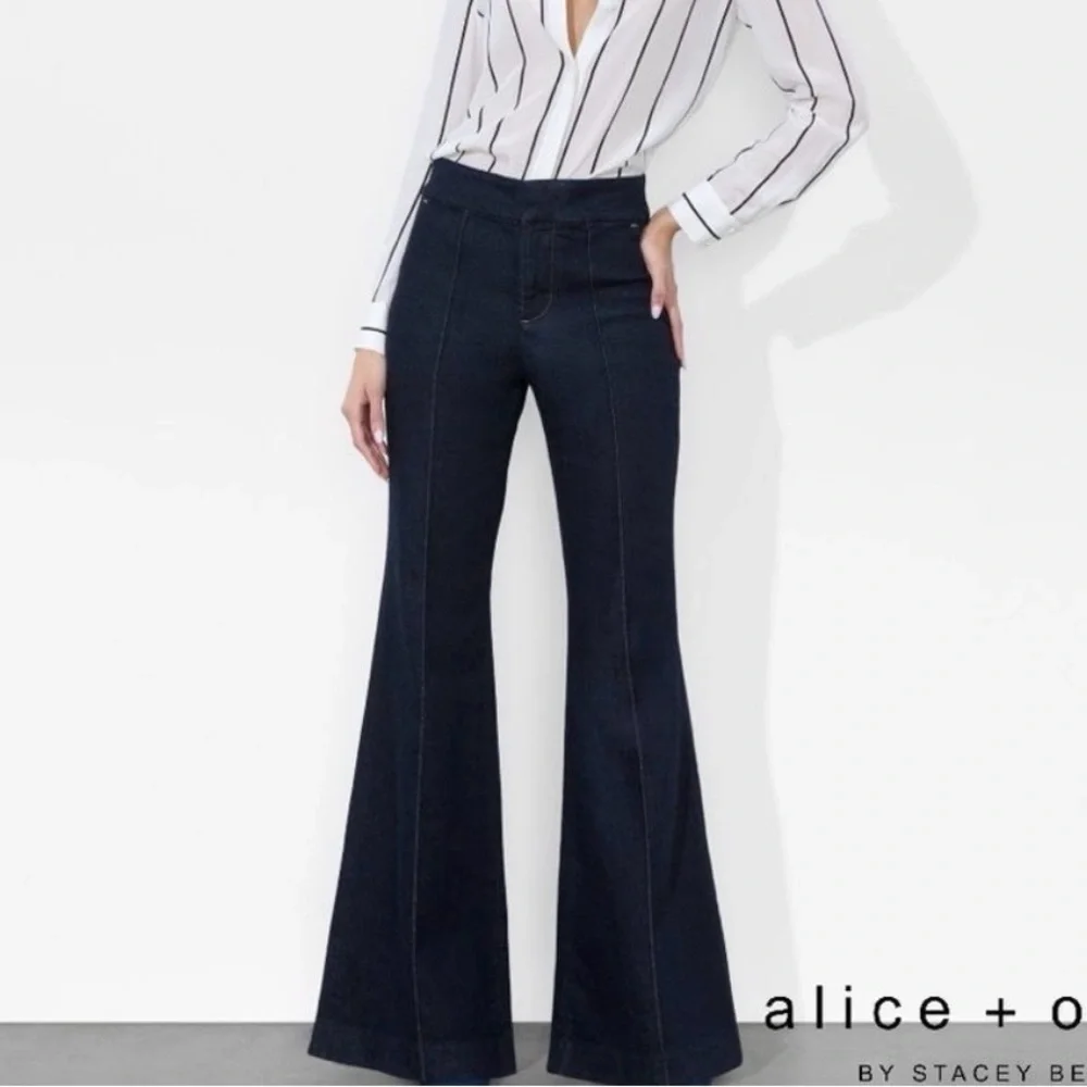 Alice + Olivia Navy Flare Jeans - Picture 3 of 5